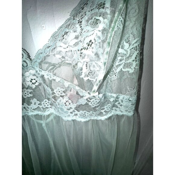 Sexy Sheer Vintage Victoria's Secret Lace Chemise Lingerie Medium Baby Blue Cute - Picture 7 of 9